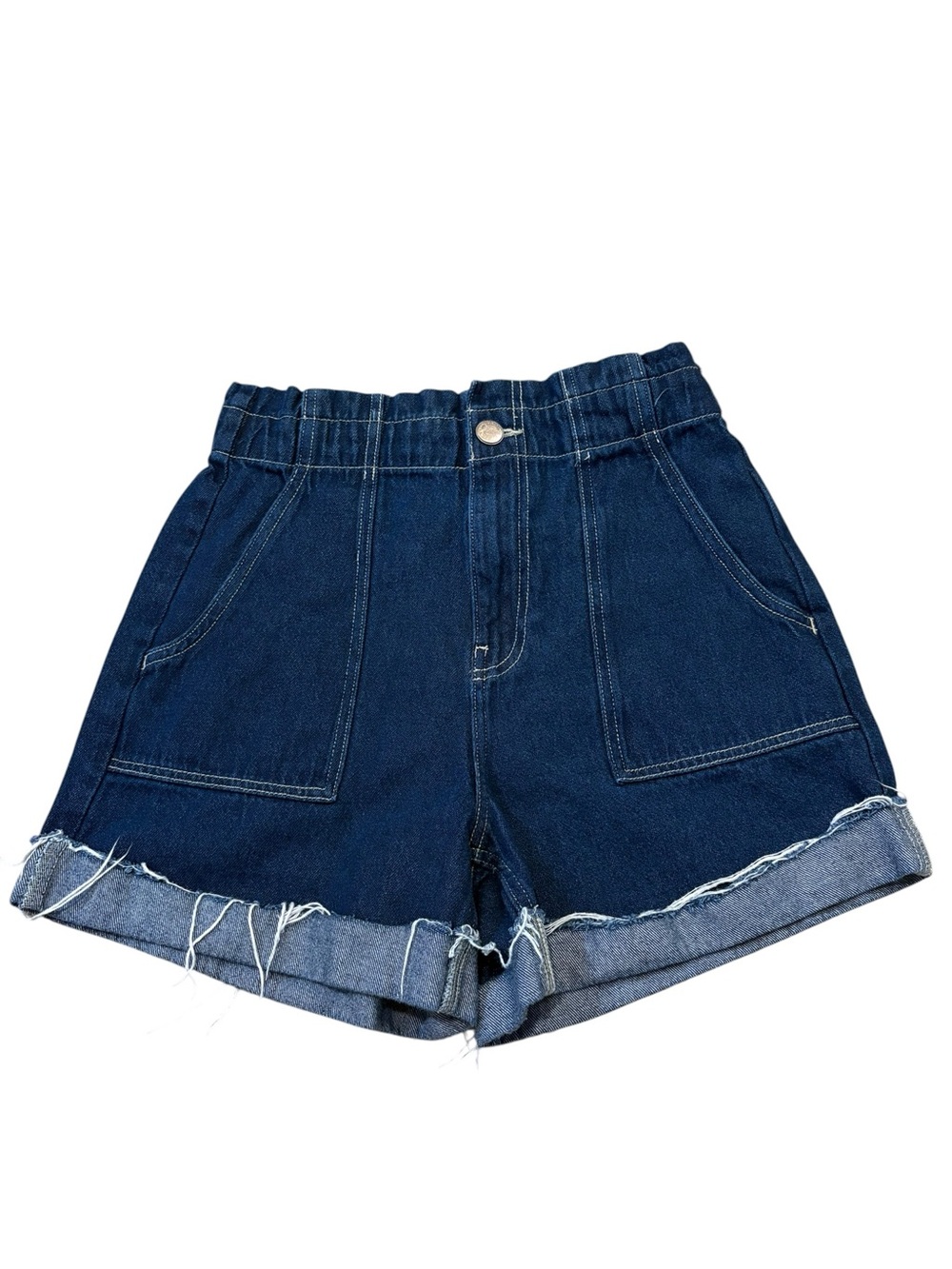 Zara Paper Bag Dark Wash Denim Shorts.  Size 6